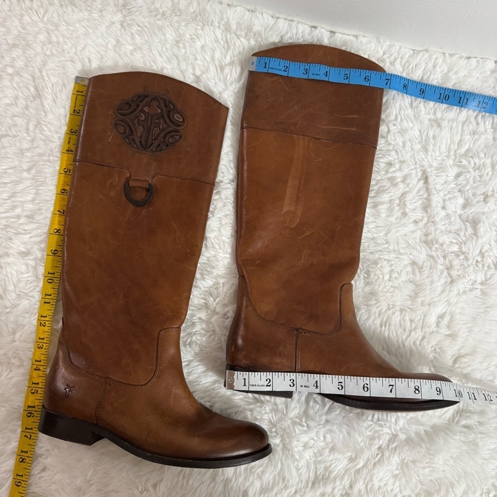 Frye Brown Leather Knee High Cowgirl Boots Size 6.5 - Picture 15 of 16